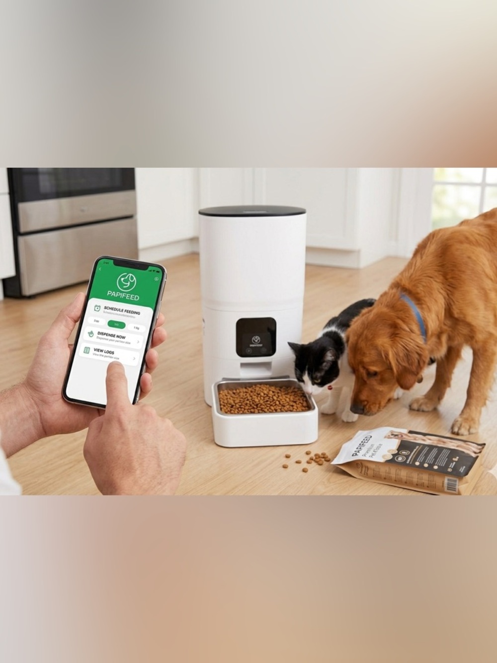 PAPIFEED 2.4G WiFi Automatic Pet Feeder 6L,App Remote Control, Cats & Dogs Small - Picture 3 of 13